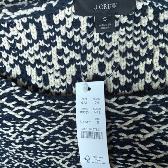 J. Crew NWT Navy Blue and White Relaxed Wide Neck Sweater - Size S - Picture 6 of 9
